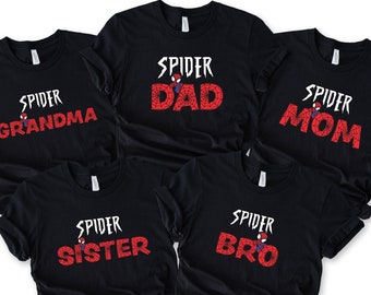 Spiderman Birthday Family Shirts: Matching Spider Dad, Mom, Boy Tees