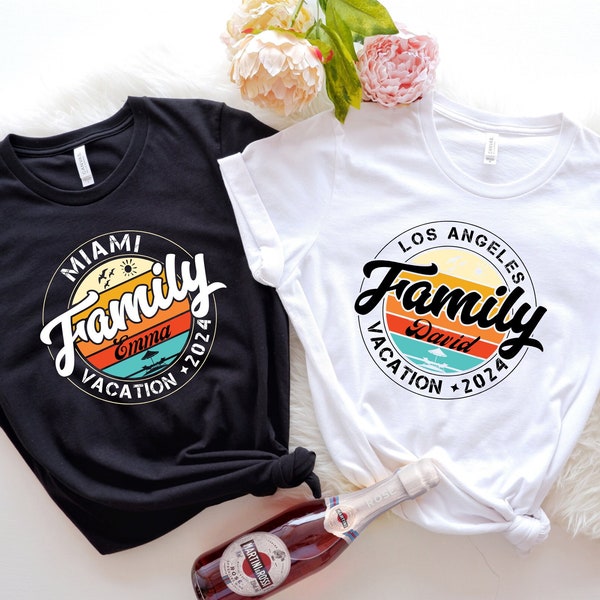 Personalisiertes Familienurlaub 2024 Shirt, individuelle Urlaubshemden, Familienurlaub 2024 T-Shirt, Familienausflug T-Shirt, lustige Urlaubshemden, Sommer 2024