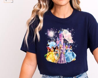Retro Watercolor Disney Princess Castle Shirt