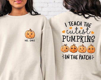 Personalisiertes Lehrer Halloween Sweatshirt, Geist, Retro Gruselige Saison