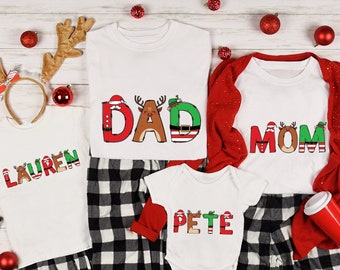 Personalized Kids Christmas Name Shirt: Family Matching Holiday Tee