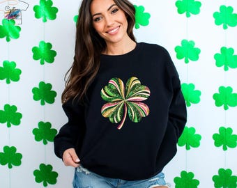 Retro Shamrock Sweatshirt: Lucky St. Patrick&#39;s Day Crewneck