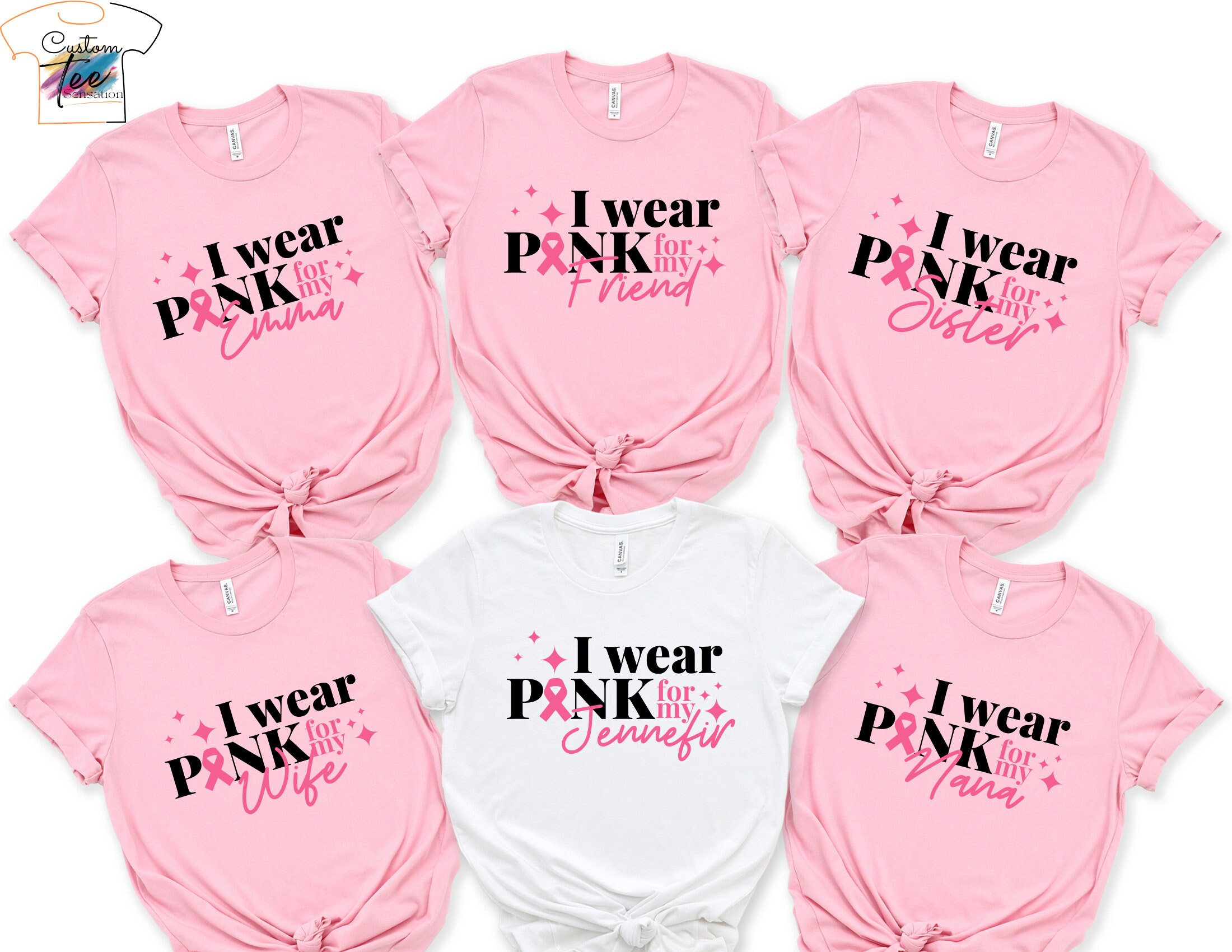 Pink Ribbon Breast Cancer Awareness T-Shirt: Custom Support Squad Tee
