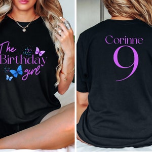 Birthday Butterfly Girl Shirt: Personalized Youth Birthday Tee
