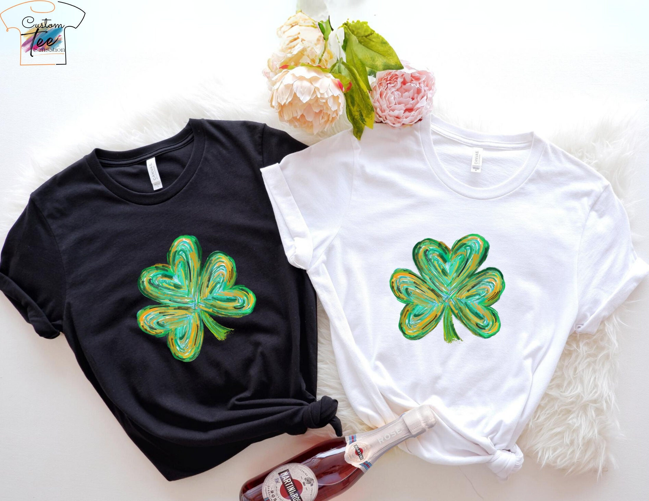 Watercolor St Patrick Tshirt, Cute St Patricks Four Leaf Clover Shirt,St Patricks Day,Shamrock Sweatshirt, Saint Patrick's Pullover 2024,