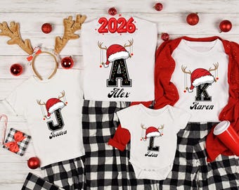 Monogrammed Family Christmas Shirts, Personalized Christmas Sweatshirt, Family Christmas Name T-shirt, Custom Family Christmas Crew, Holiday
