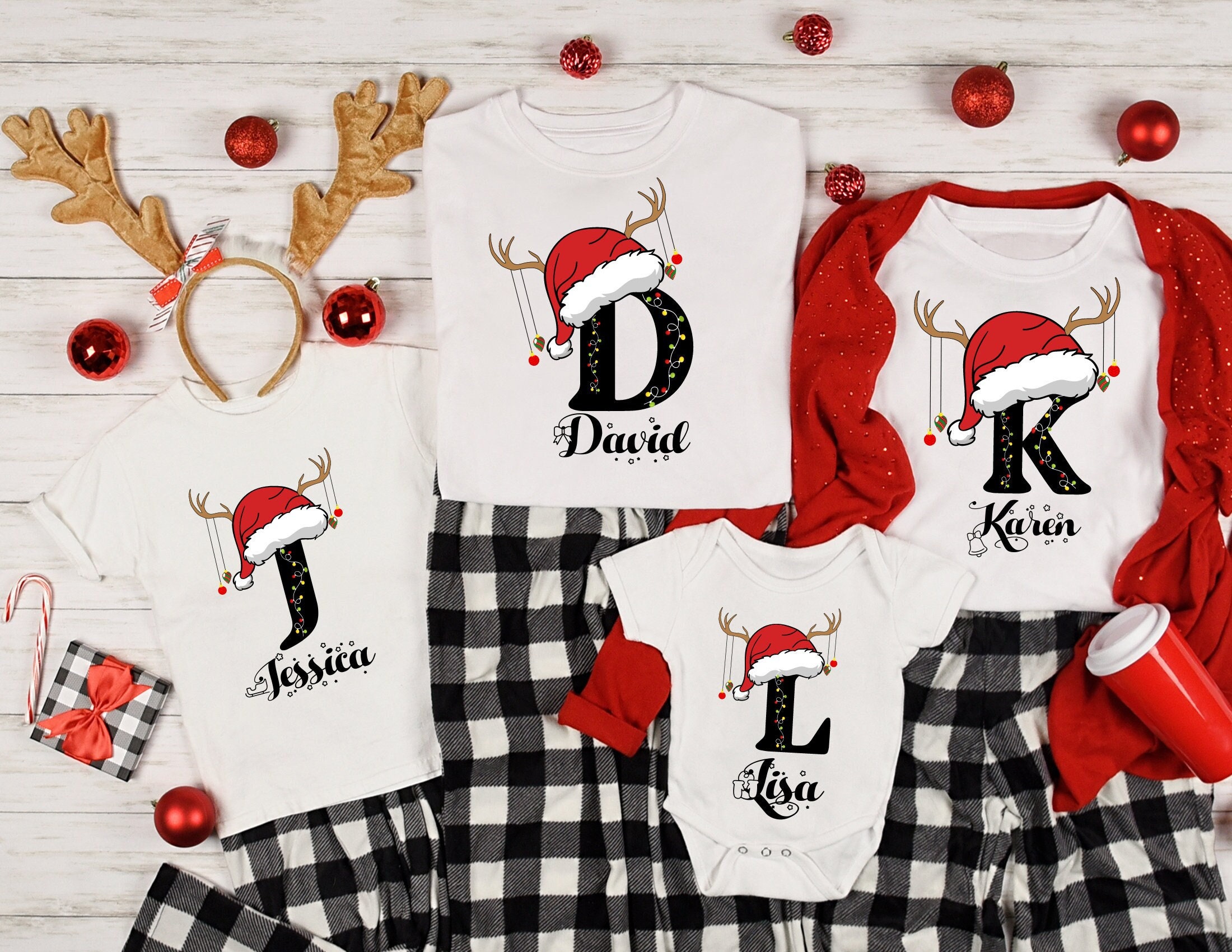 Personalized Matching Family Christmas Pajamas with Names