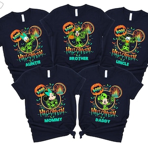 Vintage Disney Halloween Party 2025 All Characters Skeleton Shirt, Disney Halloween Shirt, 2025 Halloween Disney Family Shirt