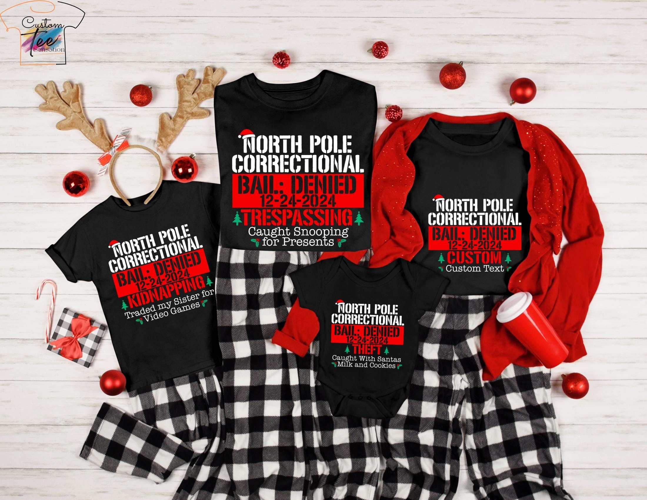 Lustiges Nordpol Strafvollzugs Weihnachten 2025 Shirt: Passendes Familien Weihnachten T-Shirt