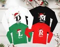 Custom Family Long Sleeve Shirt, Christmas Alphabet Monogram Shirt for Toddlers and Youth, Personalized Monogrammed Xmas Sweatshirt.