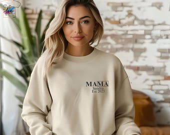 Custom Mama and child names sweatshirt, Personalized Mother's Day Gift