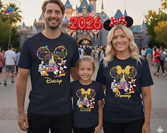 Magliette personalizzate per le vacanze in famiglia Disney, magliette abbinate per il viaggio a Disneyland 2026