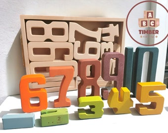 Grandes lettres en bois, grandes lettres en bois colorées, chiffres de comptage pour enfants, jouets de peinture, grandes lettres vierges