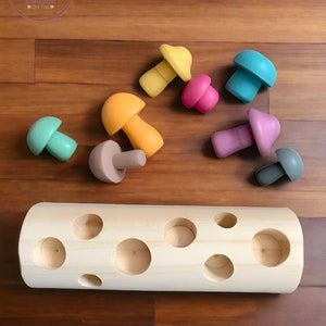 Wooden Shape Puzzle, Colored Wooden Shape matching Puzzle, Mushroom Shapes Puzzle, Wooden color puzzle, kids puzzle toys, Montessori toys.