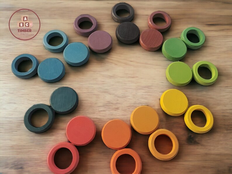 Kids Wooden Peg Dolls, Pastel Toys, Building Blocks, Stacking Blocks