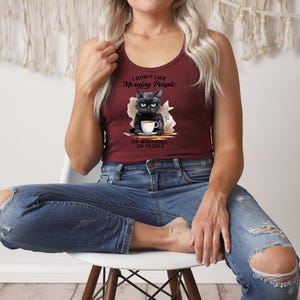 I Don&#39;t Like Morning People Or Mornings, Or People. Tank Top. Handmade Screen-Printed Tank Top.