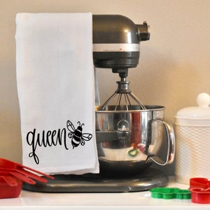 Queen Bee Kitchen Towel. Farm House Dish Towel. Bee Tea Towel.
