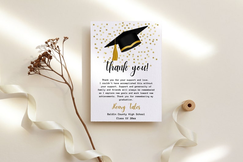Editable Graduation Thank You Card Graduation Thank You Etsy