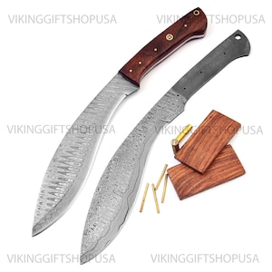 Hand Forged Damascus Steel Kukri Knife Making Kit, Damascus Steel Blank Blade, Knife Making material, Damascus Steel Knives, Handmade Knife