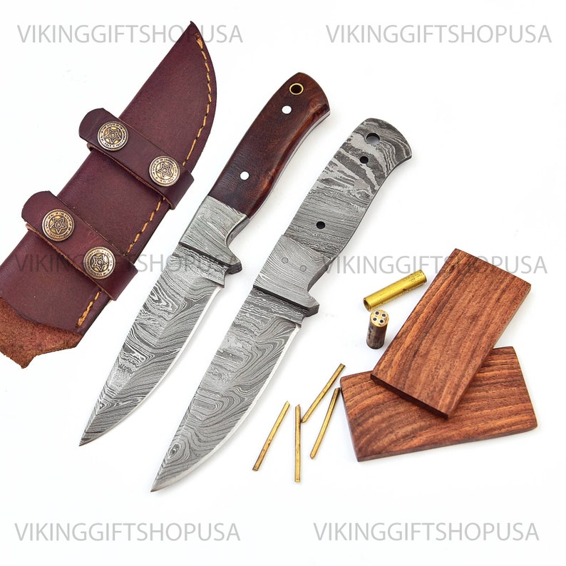 Damascus Steel Knife Making Kit Damascus Blank Blade Hand Etsy