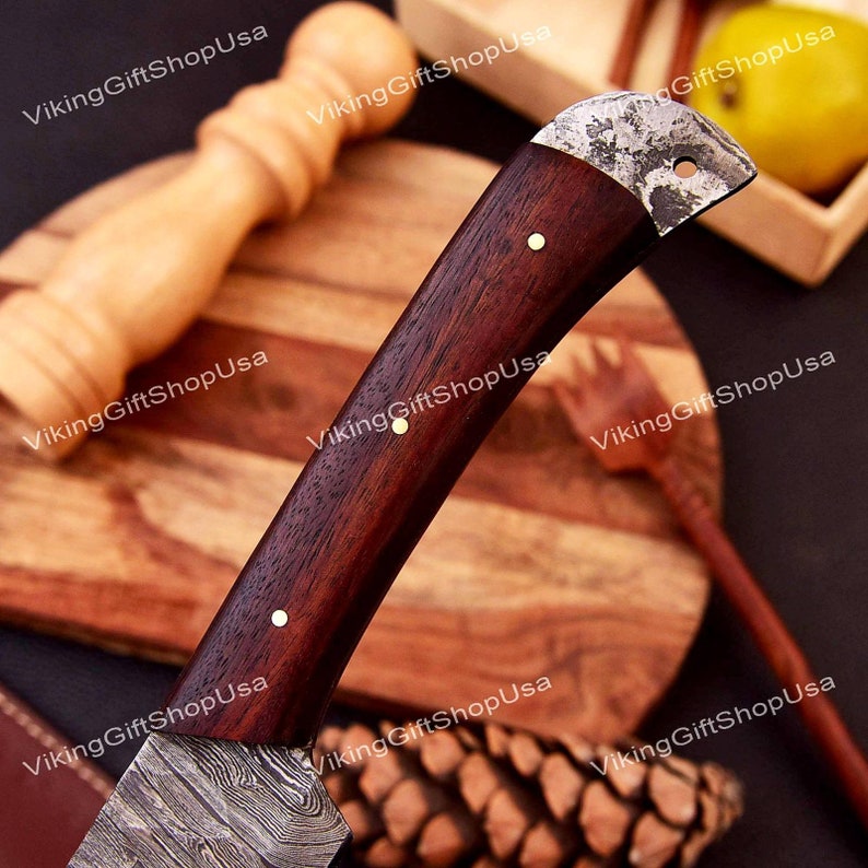 Custom handmade Damascus Steel Full Tang Bread Knife, Damascus Kitchen knife, Chef Knife, Anniversary & Birthday Gift for Men, Gift for Him image 4