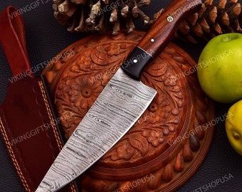 Custom handmade Damascus Steel Personalized Chef Knife Gift for men, Hand Forged Damascus Kitchen Knives Gift for Husband, Birthday Gift USA