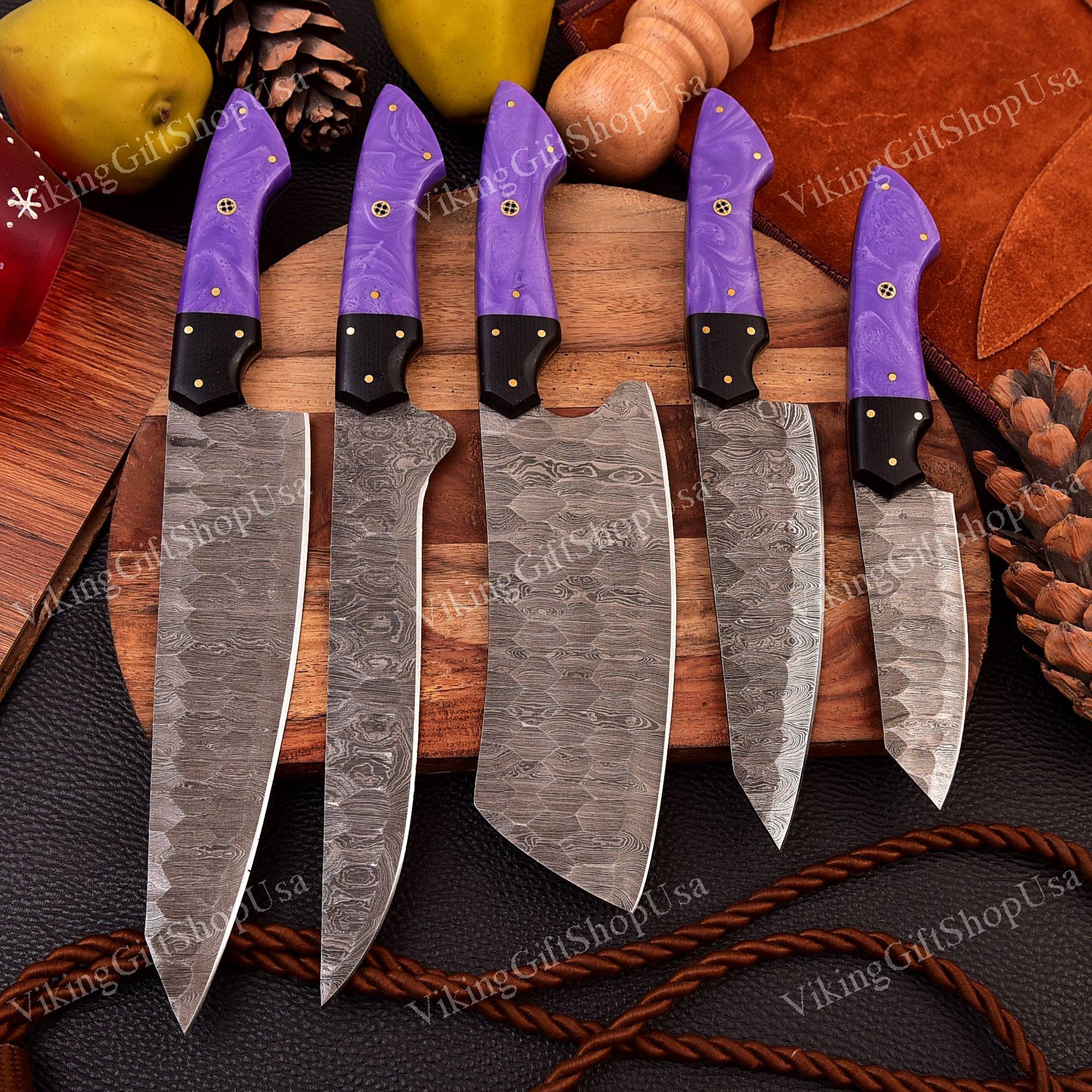 CUSTOM HANDMADE FORGED DAMASCUS STEEL CHEF KNIFE KITCHEN KNIFE WOOD HANDLE  2073