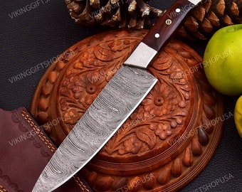 Handmade Damascus Steel Chef Knife personalized Gift for Husband, Hand Forged Damascus kitchen Knives, Chef Knives, birthday Gift for men