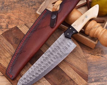 Handmade Damascus Steel Chef knife, Chef Knives, Damascus Kitchen Knife Gift for men, Personalized Chef Knife Gift for Him, Birthday Gift