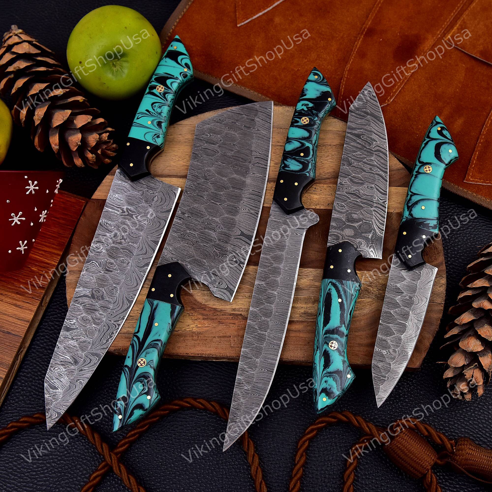 Handmade Damascus Kitchen Knife Set - Chef's Knife Set With Forging Mark  Blades - Kitchen knives – White Hills Knives
