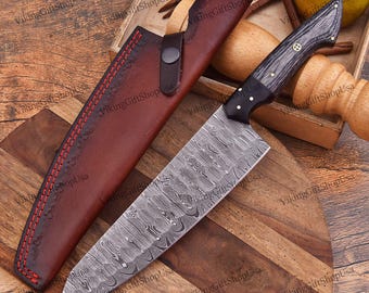 Hand Forged Damascus Steel Kitchen Chef knife, Personalized Chef Knife, Damascus Chef Set, Kitchen Knives, Anniversary Gift, Birthday Gift