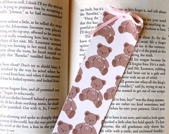 cutest brown teddy bear coquette bookmark!