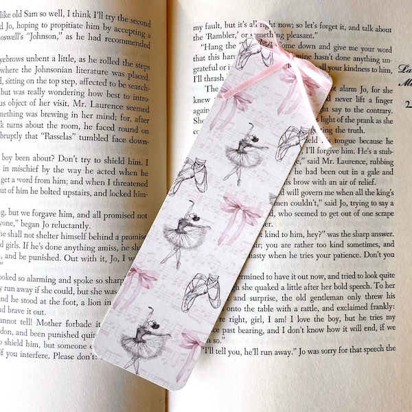 coquette ballerina pink ribbon bookmark