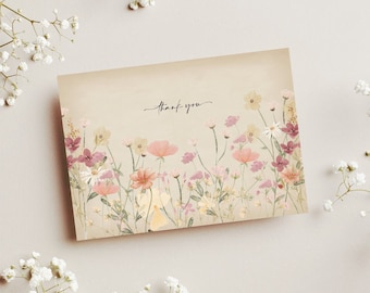 Carte de remerciement fleurs sauvages - carte de voeux