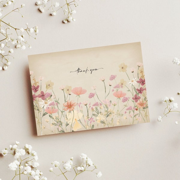 wildflower thank you card - greeting card