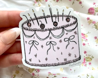 hand-drawn aesthetic coquette cake sticker <3