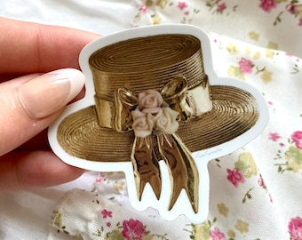 prettiest antique floral hat sticker !