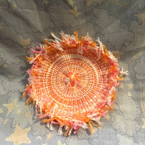 Handwoven Small Orange Pink White Lesbian Pride Flag Color Placemat