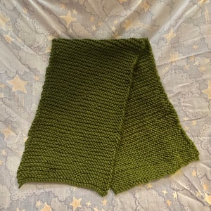 Handknit Green Scarf