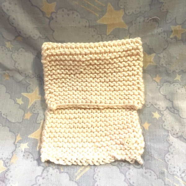 Handknit Tiny Cream Shawl with Button for Stuffed Animal or Doll
