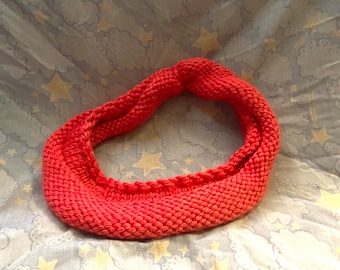 Handknit Pink Infinity Scarf