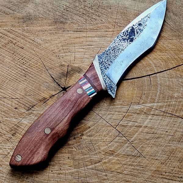 Custom Made Damascus hunting knife wooden sheath