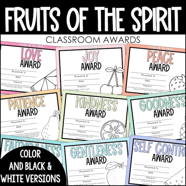 FRUITS of the SPIRIT Awards | Character Awards | Classroom Awards | End of Year Awards