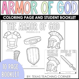 ARMOR of GOD Bible Story Activity Coloring Pages | Homeschool Printable | Bible Study for Kids | Sunday school lesson