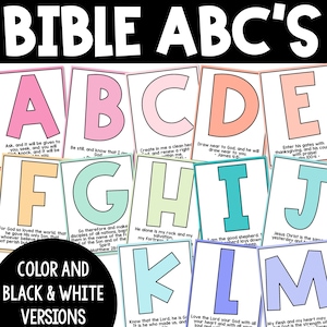 Bible Alphabet Posters | Christian Alphabet Posters | Homeschool Christian Printable | Christian Classroom Decor | Bible Verse Posters