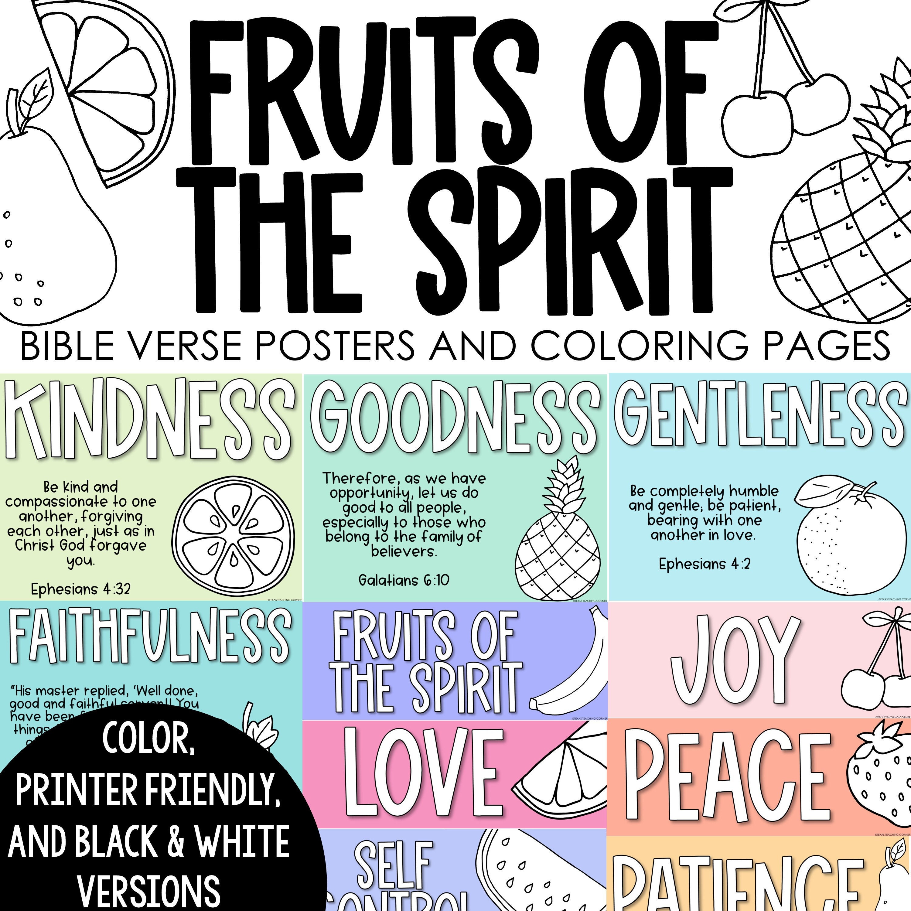 FRUIT of the SPIRIT Posters | Christian Classroom Decor | Fruit of the Spirit Cards | Bible Posters | Christian Homeschool Posters