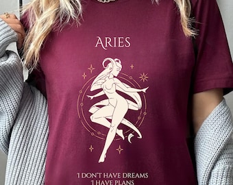 Aries Zodiac Shirt, Celestial Ram Goddess Graphic Tee, Astrology Horoscope Fire Sign Unisex T-Shirt