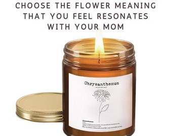 November Chrysanthemum Flower Month candle, Mom gift candle, Coconut Soy Wax, gift mom, USA flowers, Made NYC, flower line art, scented gift