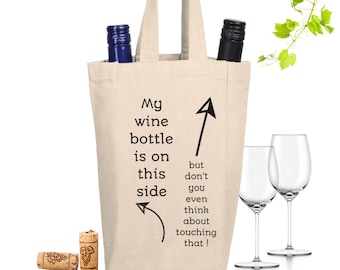 Wine Tote Bag Mother's Mom Gift, Wine Lover Picnic Tote, NYC Style Canvas Gift Bag, Double Wine Bottle Carrier, Gift for Her, New York mom