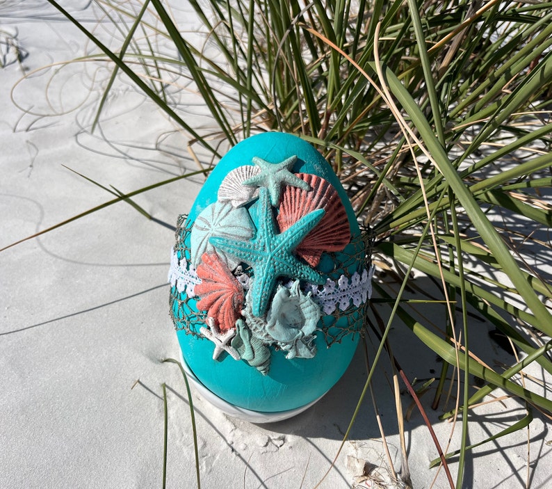 Spring Coastal Easter Egg (no Stand), Paper Mache - Etsy